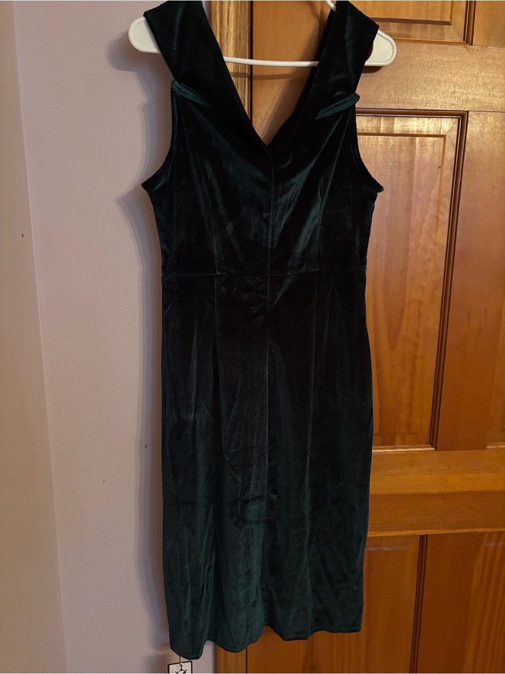 Off Shoulder Dark Green Velvet Bodycon Dress - Picture 4 of 5
